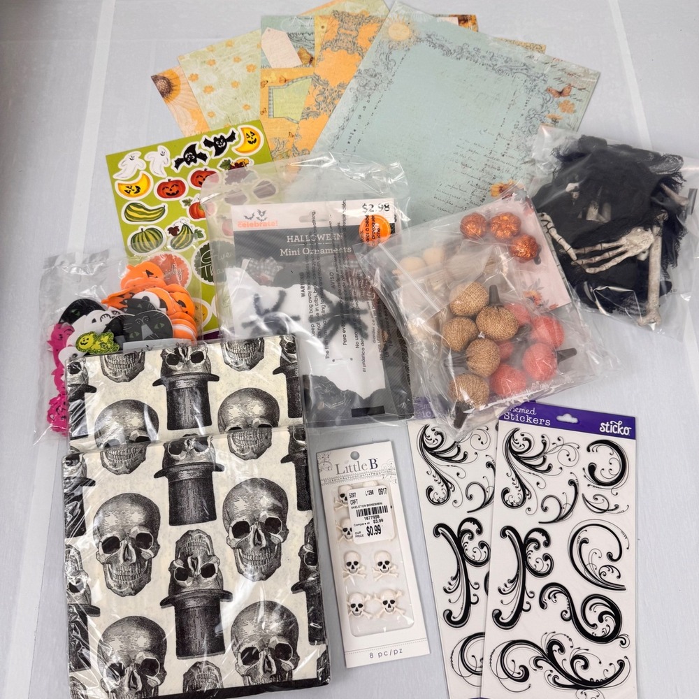 Halloween Fall Craft Lot Cardstock Mixed Media Scrapbook Decor Supplies